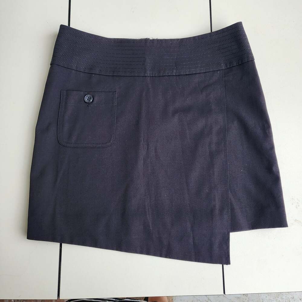 BEBE womens Black Asymmetric mini wrap Skirt Size 6
